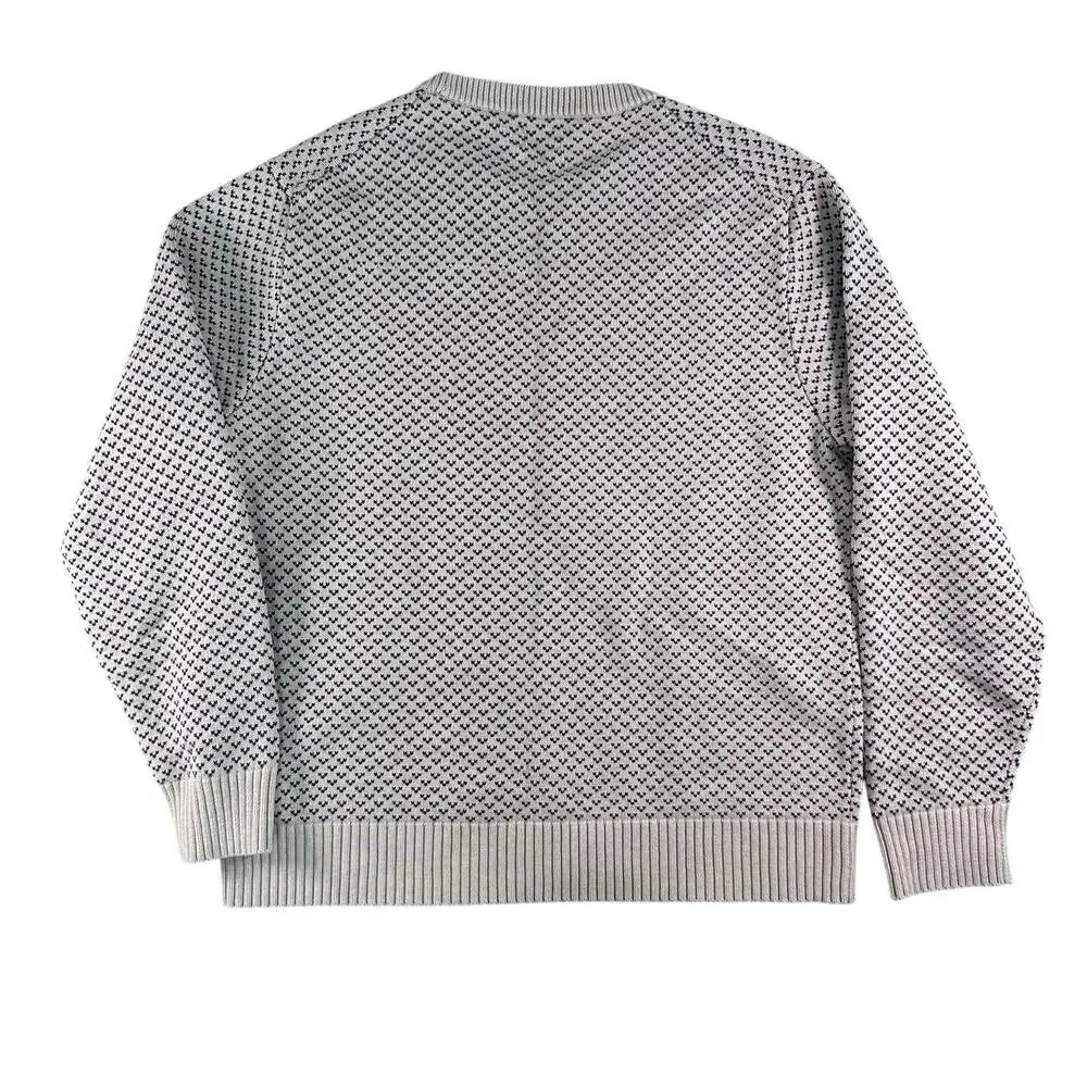 J. Crew Men's Large Heritage 100% Cotton Bird's-Eye Stitch Off White & Blue